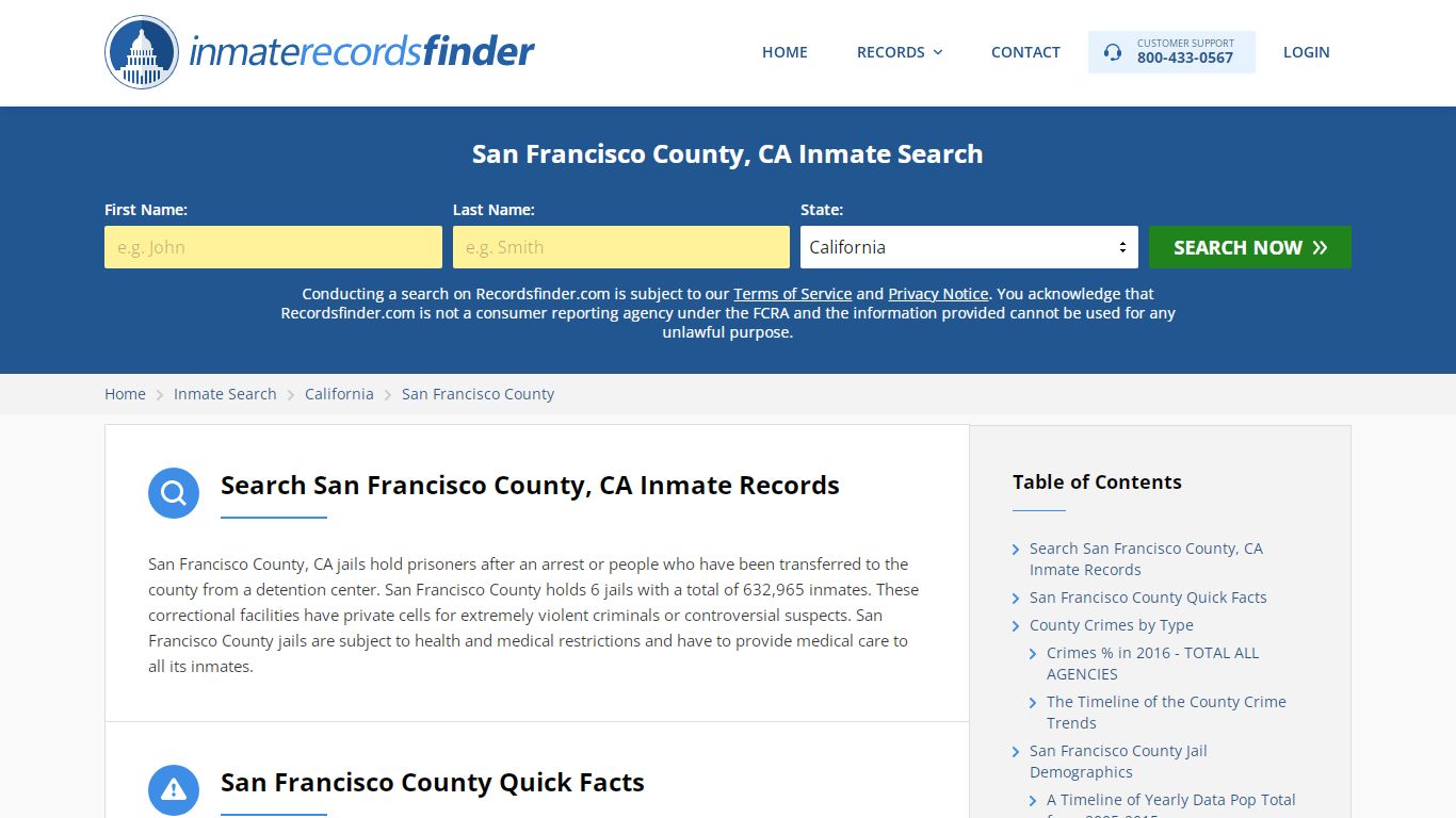 San Francisco County, CA Inmate Lookup & Jail Records Online